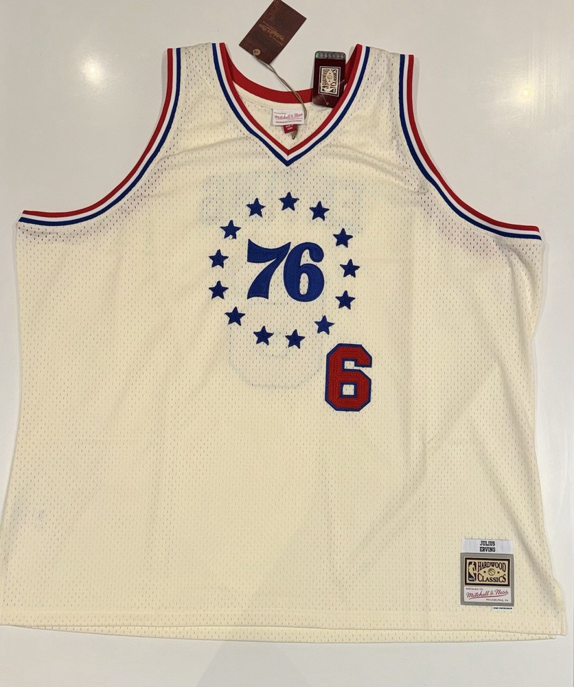 Size 5XL - Authentic Julius Erving #6 Mitchell&Ness 76ers Jersey