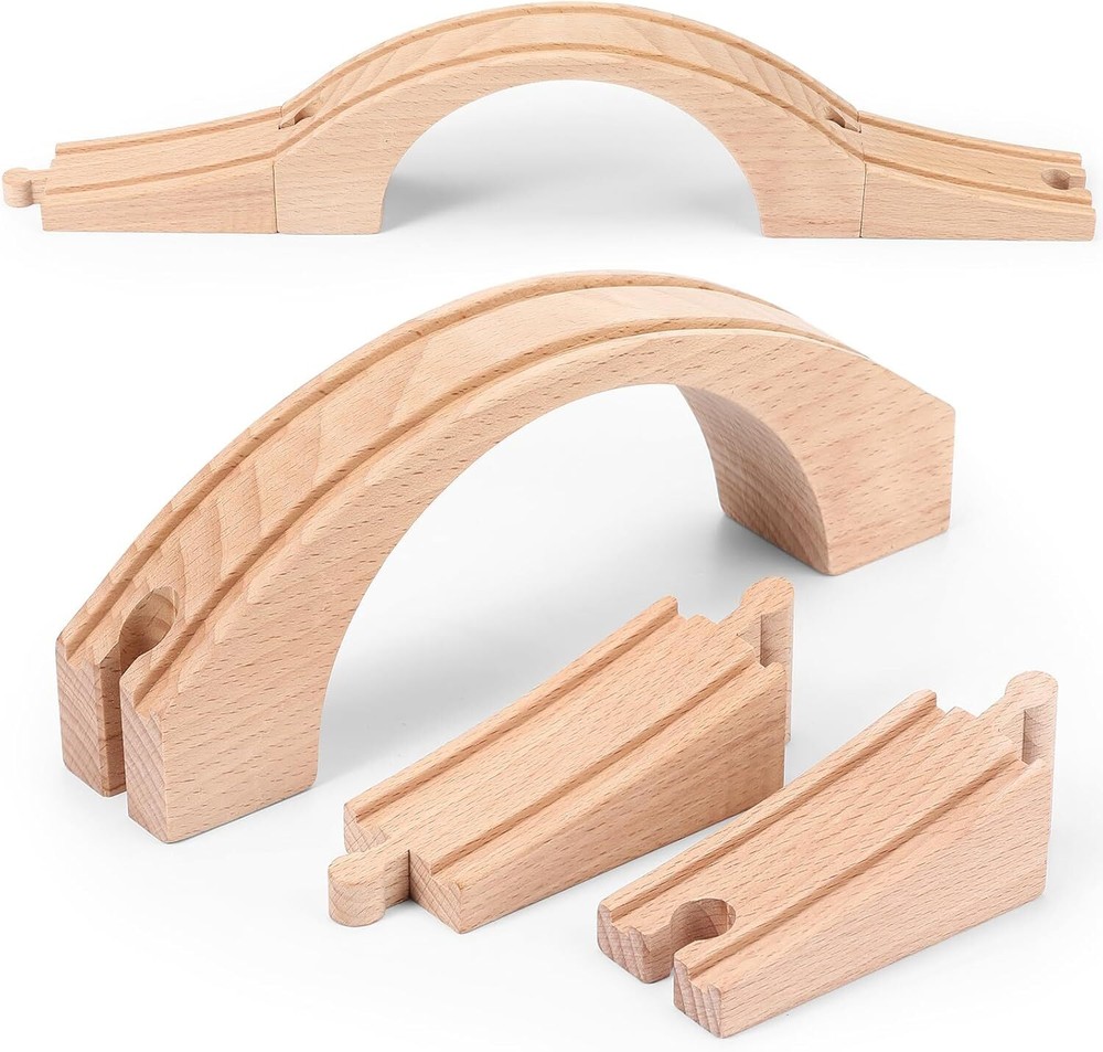 Wooden Train Track Bridge Expansion Set for Toy Railway System