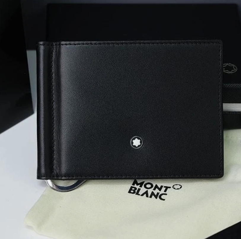Montblanc Meisterstück Leather Wallet 6CC Card Holder Money Clip Slim Bifold New
