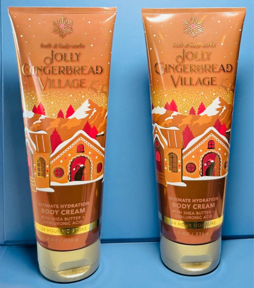 NEW Bath & Body Works Jolly Gingerbread Village 2X Body Cream FREE SHIP