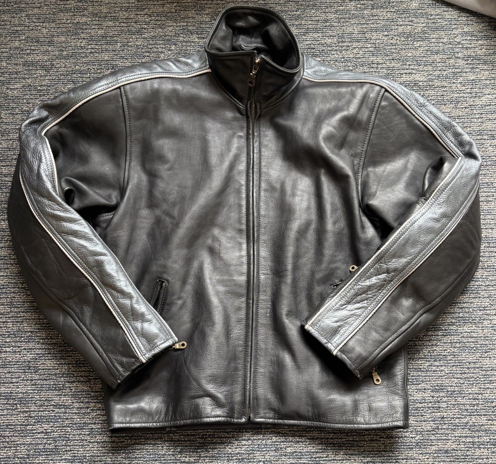 Rare VTG Style Cropped Kanye Boxy Leather Jacket Mens Medium