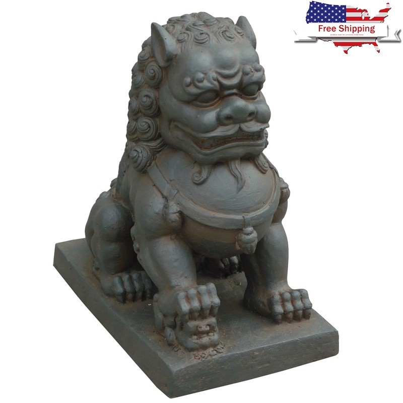 Foo Dog Statue Right Paw on Cub Guardian Lion Oriental Home Decor Indoor Outdoor