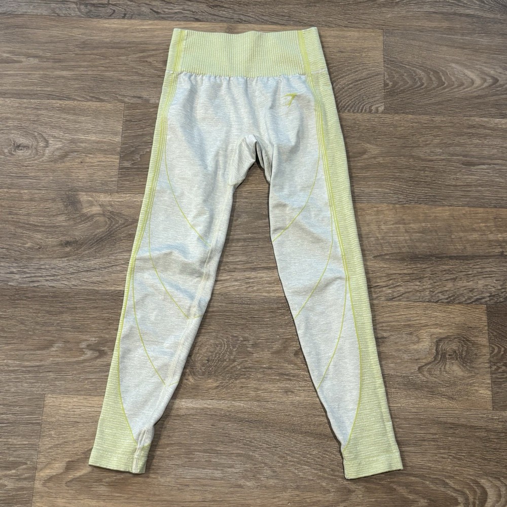 Gymshark Hyper Amplify Leggings in Light Grey Marl Lime Size Small