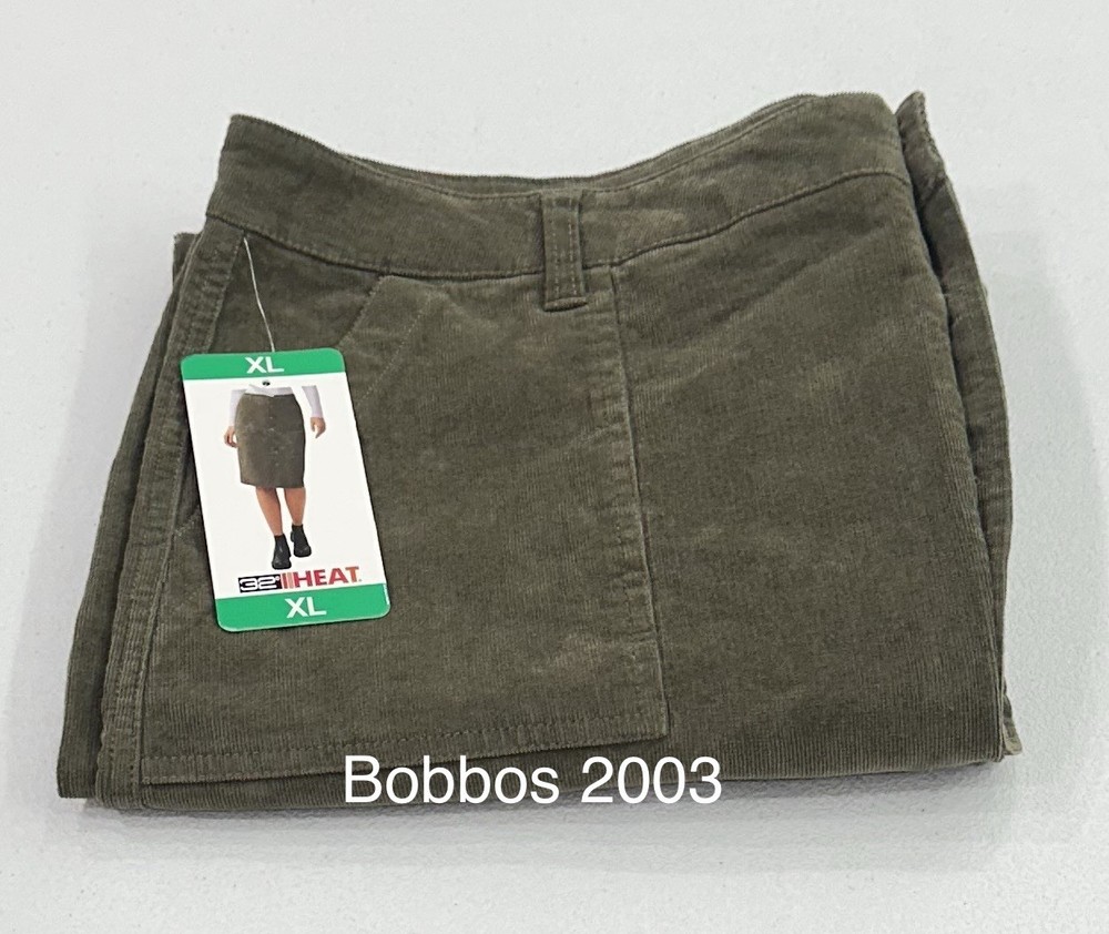 32 Degrees Heat Women's Straight Midi Corduroy Belt Loops Skort, Green, Size XL
