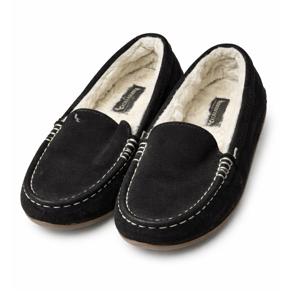 Koolaburra by UGG Black Suede Slippers Women’s 7W Wide Shearling Lined