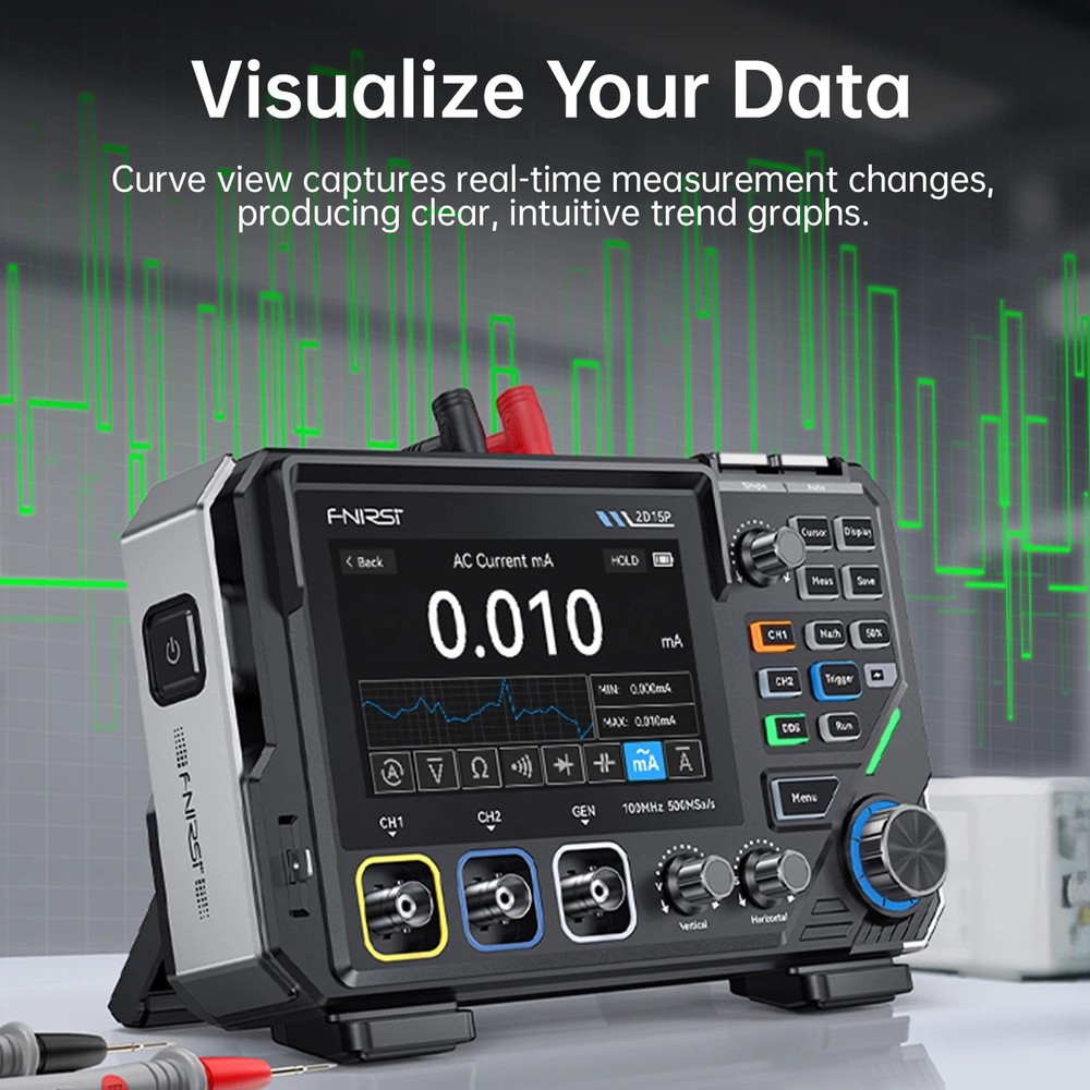 3-in-1 Bench-top Oscilloscope, Multimeter, and Function Generator — 2-Channel