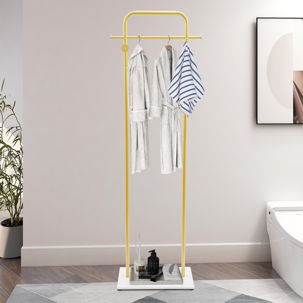 Gold Coat Rack Free-Standing Clothes Hanger Stand with Shelves Holds 50lbs