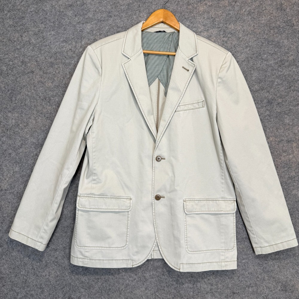 LL Bean Utility Sport Coat Jacket Blazer Mens 44 Unstructed Canvas Cotton Coat