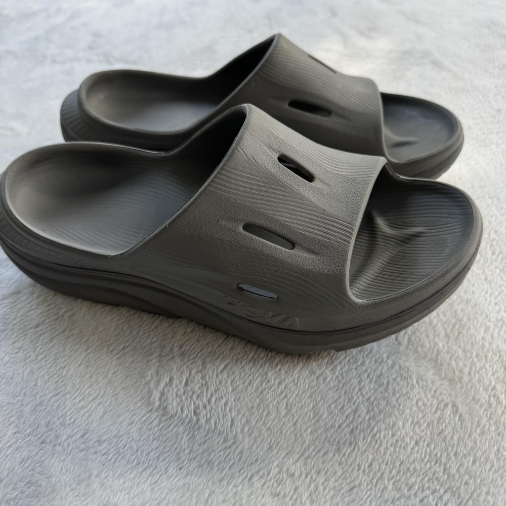 HOKA Sandals Mens Size 7.5 Gray Ora Recovery Slide Cushioned Comfort EVA Shoes