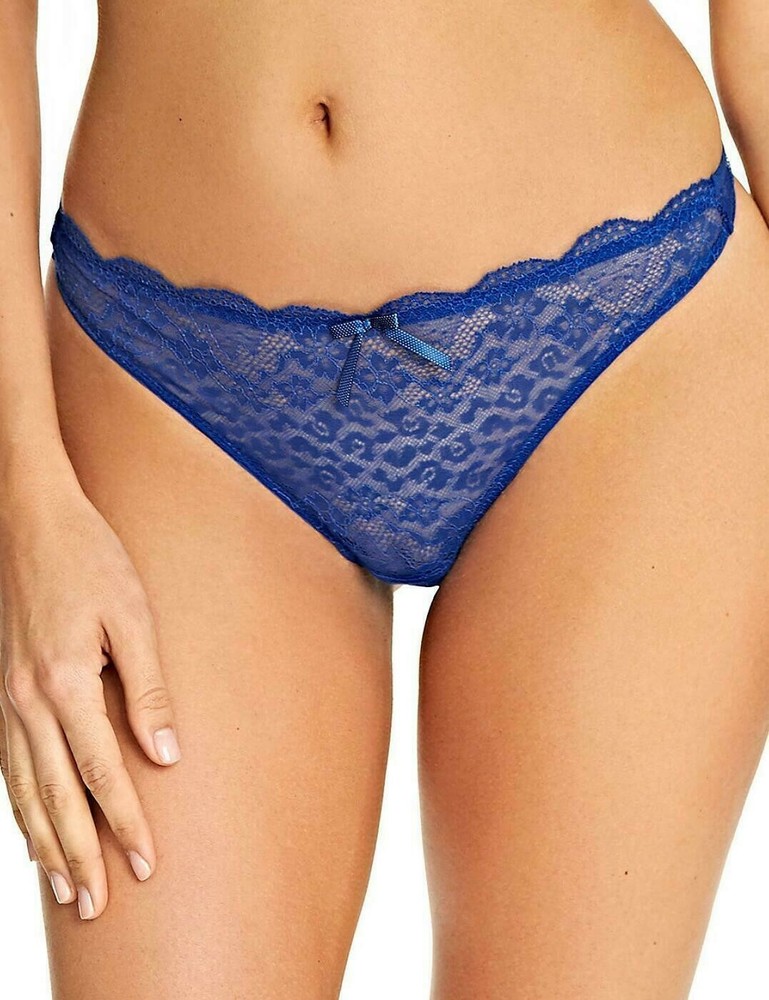 Freya Fancies Thong Size S 10 12 Cobalt Blue Lace Knickers Underwear 1008 New