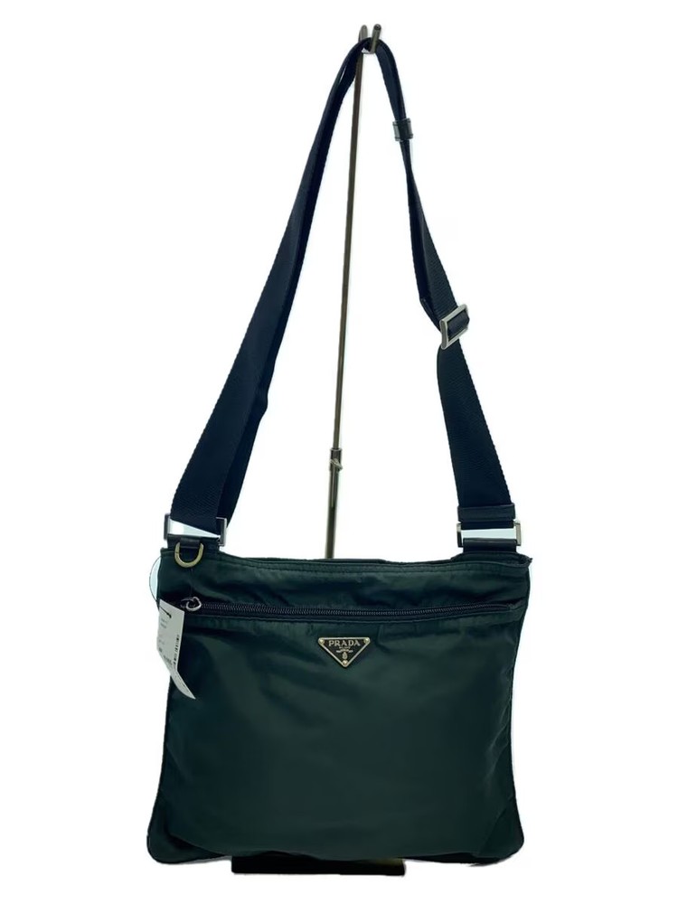 RARE PRADA Triangle Logo Nylon Crossbody Shoulder Bag in Green