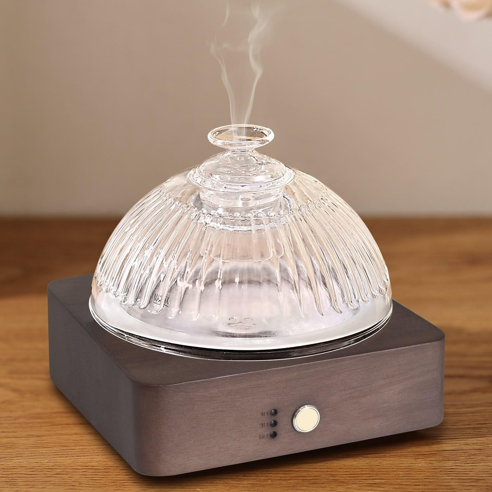 200ml Ultrasonic Glass Essential Oil Diffuser with Wood Base