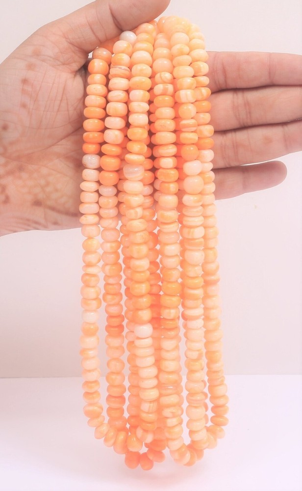 Orange Opal Smooth Rondelle Beads 16