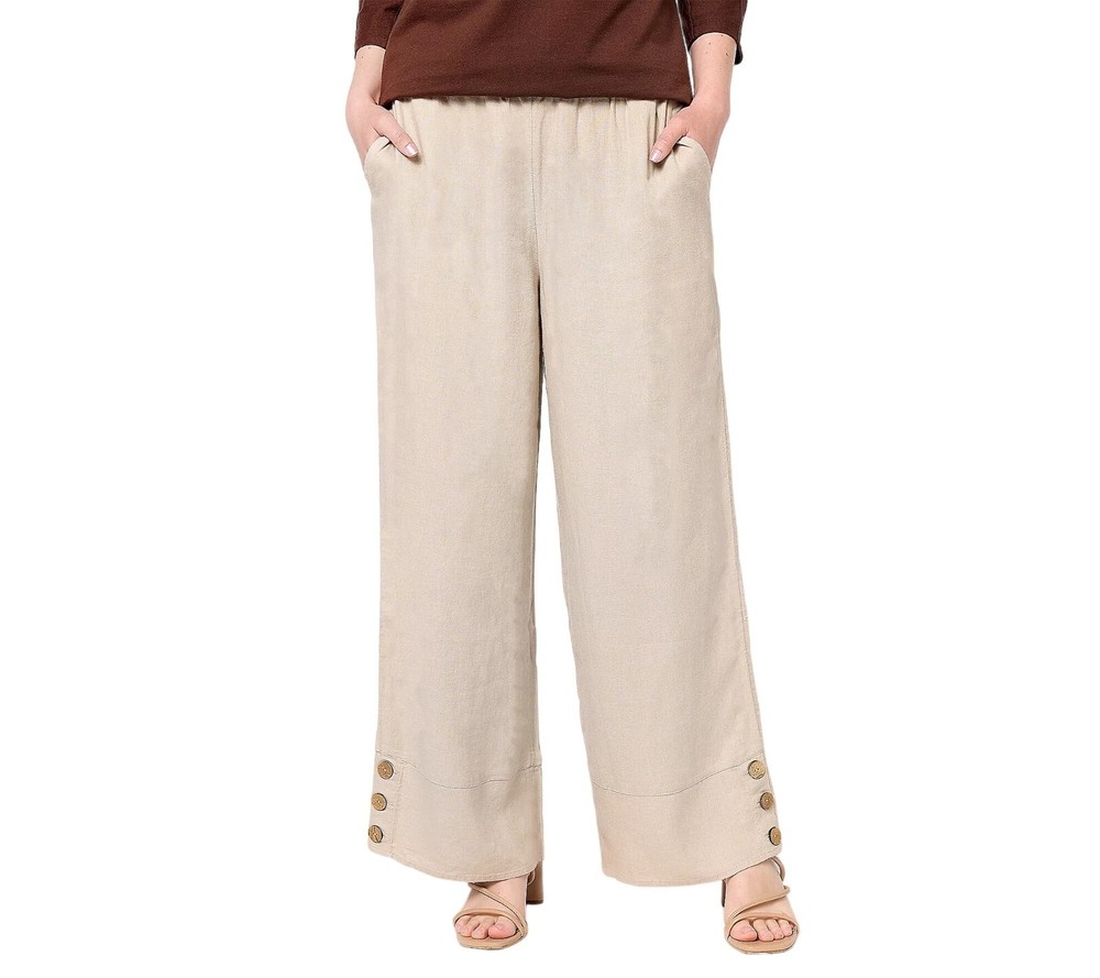 Denim & Co. NaturalsRegular Linen Blend Side Button Ankle Pants XXS A500902