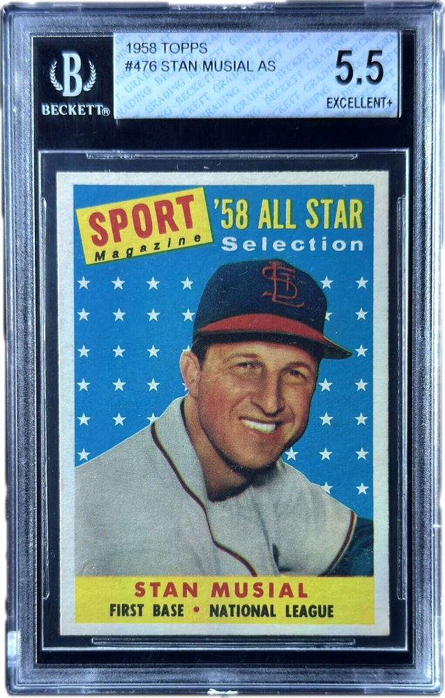 1958 Topps #476 Stan Musial All-Star HOF St. Louis BGS 5.5 EX+ Centered Vintage Card