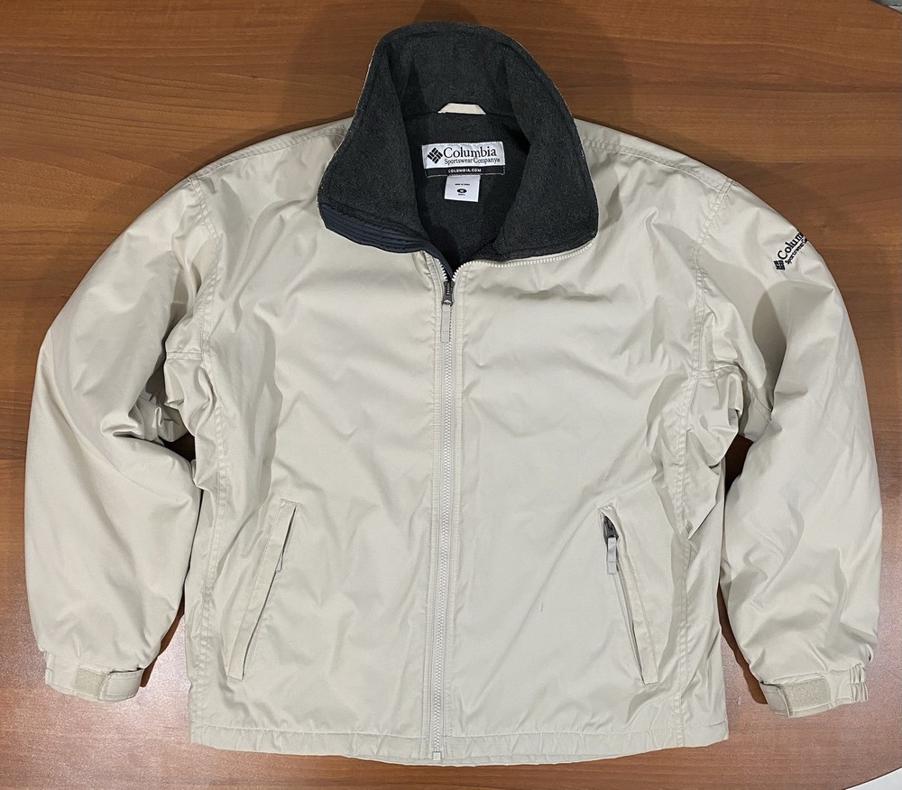 Columbia Men's Heavy Fleece-Lined Winter Jacket for Skiing & Hiking in Beige