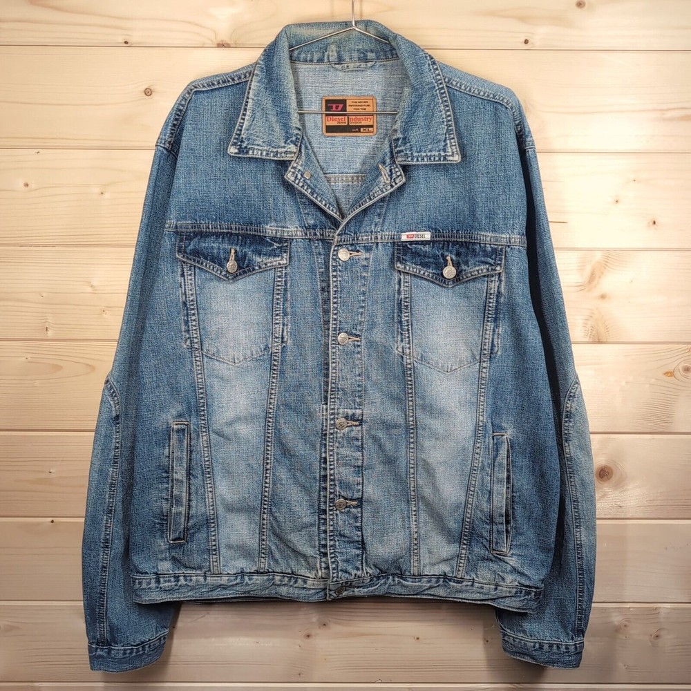 Diesel Industry Denim Division Mens XL Blue Denim Tricker Jacket Vintage Y2k 00s