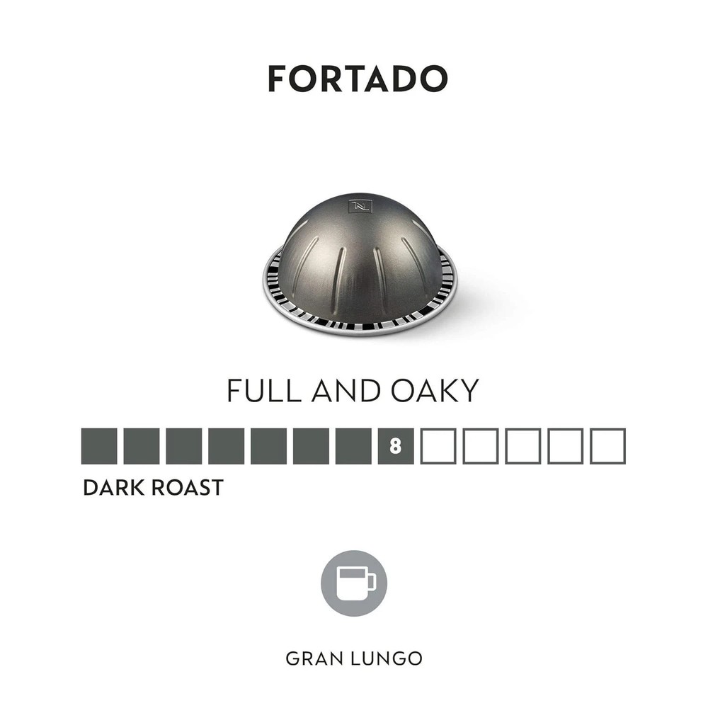 Nespresso Vertuo, Fortado Gran Lungo Americano, Dark Roast Pods,100ct LOOSE/BULK