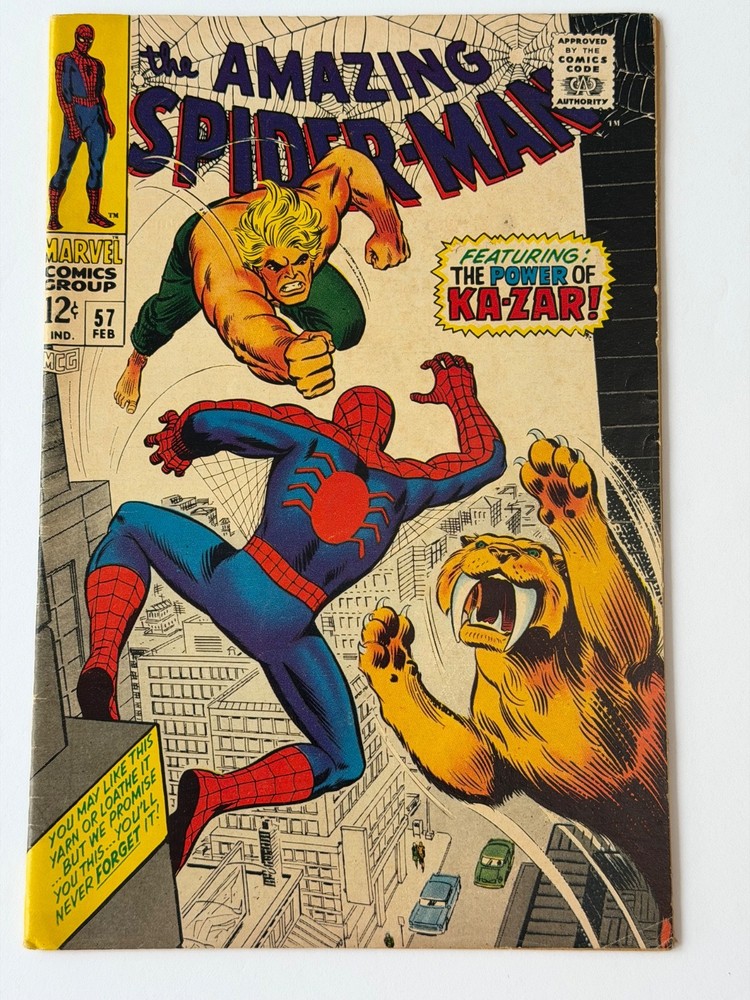 Amazing Spider-Man #57 (1968 Marvel) Ka-Zar & Zabu App - Romita Cover & Art