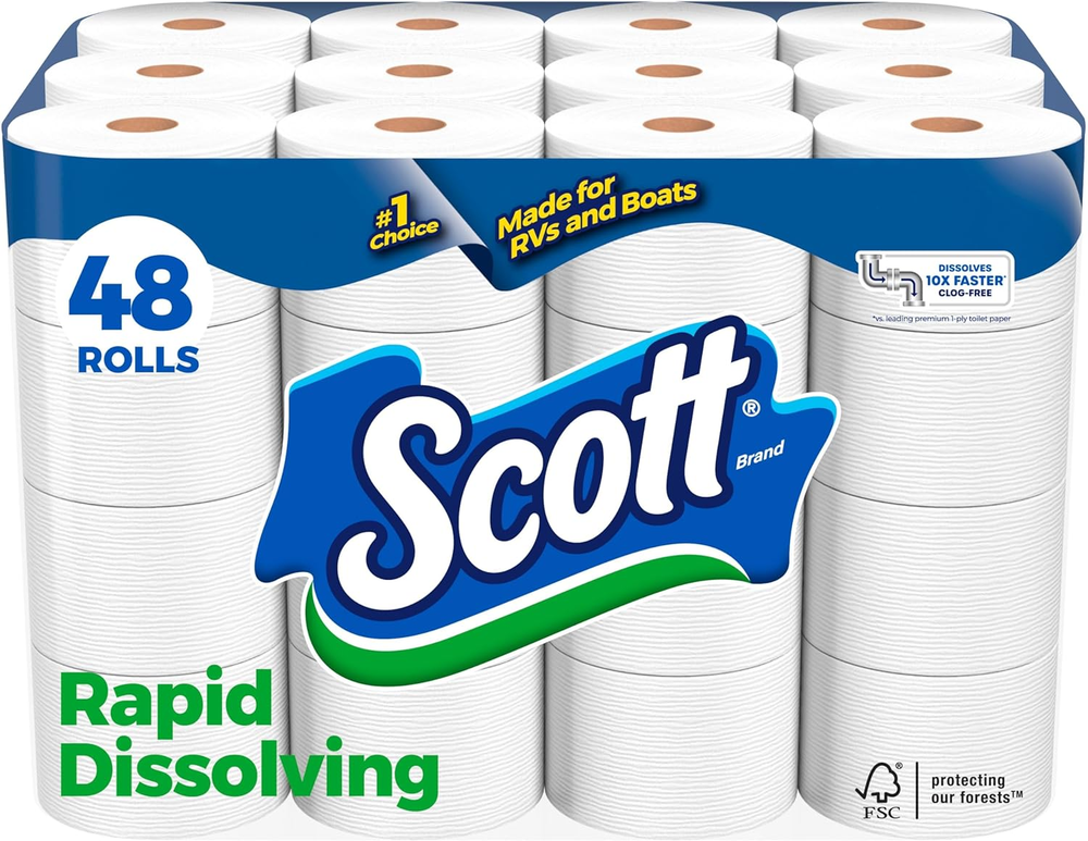 Scott 48 Double Roll Rapid-Dissolving Sustainable Toilet Paper