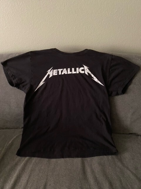 Metallica Shirt Large Black Band Tee Spell Out Logo Music Metal