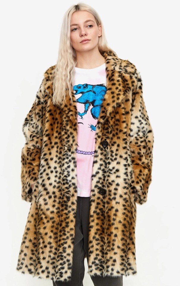 Marvin Richards Faux Fur Leopard Coat Size 5x