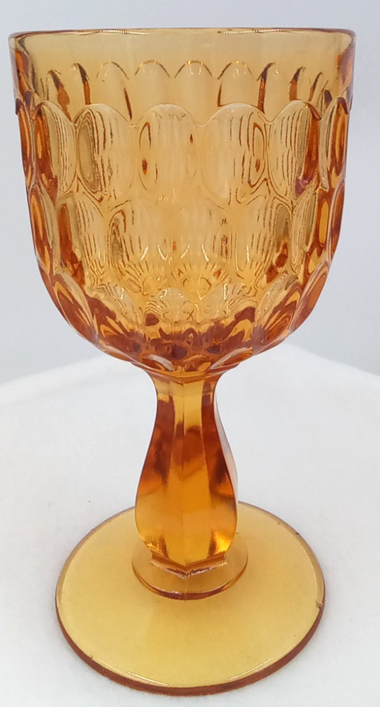 Fenton Amber Glass Goblet Thumbprint Pedestal Stem Drink Vase MCM Vintage USA