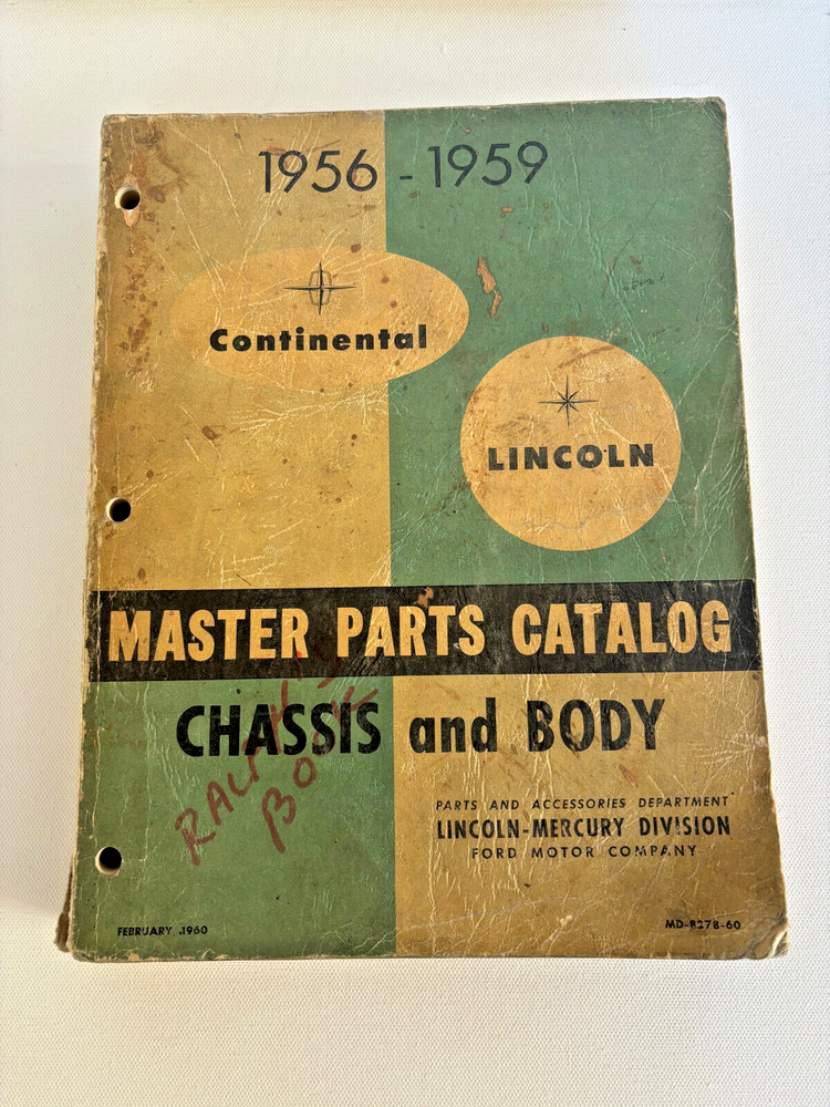 Master Parts Catalog- Continental Lincoln 1956-1959