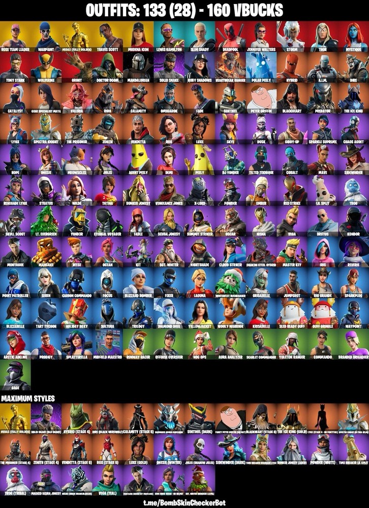 TRAVIS SCOTT- LEVIATHAN AXE- OG STW- STAR WAND- GOLDEN MIDAS- 133 SKINS