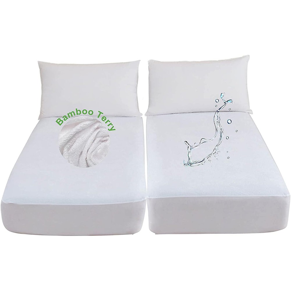 Kingnex Waterproof Split King Mattress Protector for Adjustable Beds Noiseles...