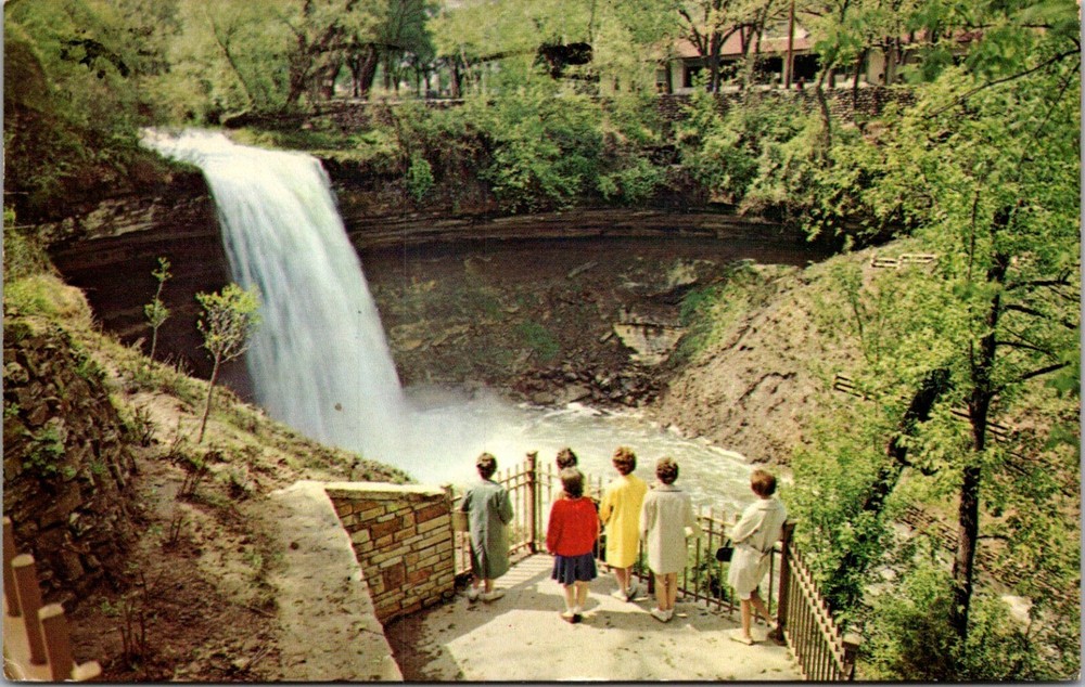 Postcard 1966 Minnehaha Falls Minnehaha Park Minneapolis Minnesota MN