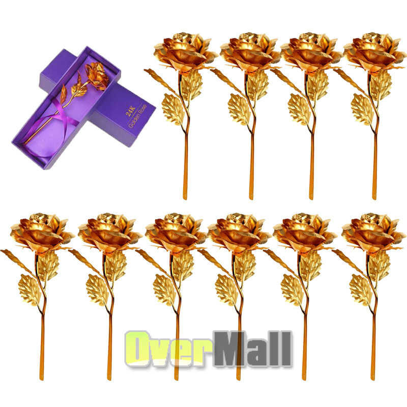 24K Gold-Plated Rose Perfect for Valentine’s Day or Mom’s Special Gift of Love