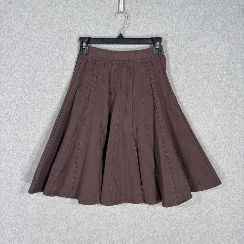 Vintage Pleated Full Skirt Small Chocolate Fairy Cottage Boho Feminine Coquette