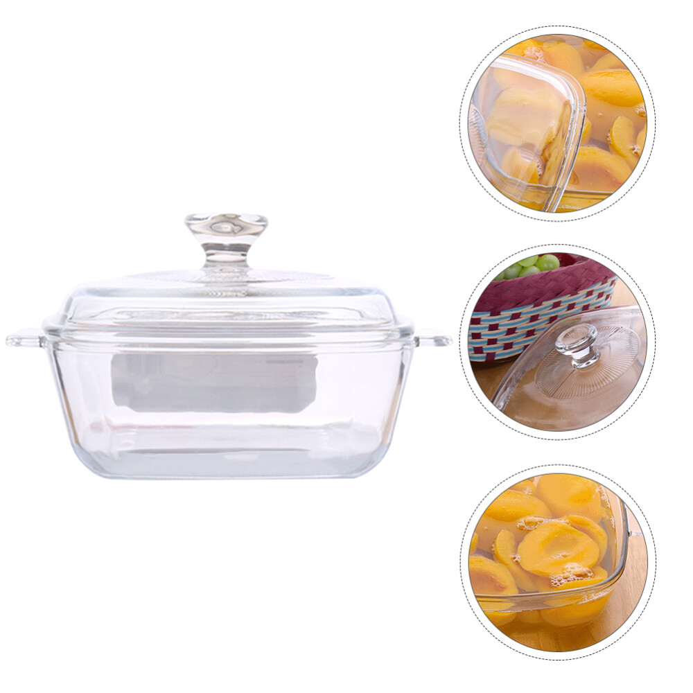 1Pc Heat-Resistant White Glass Microwave Bowl with Lid for Household Use  