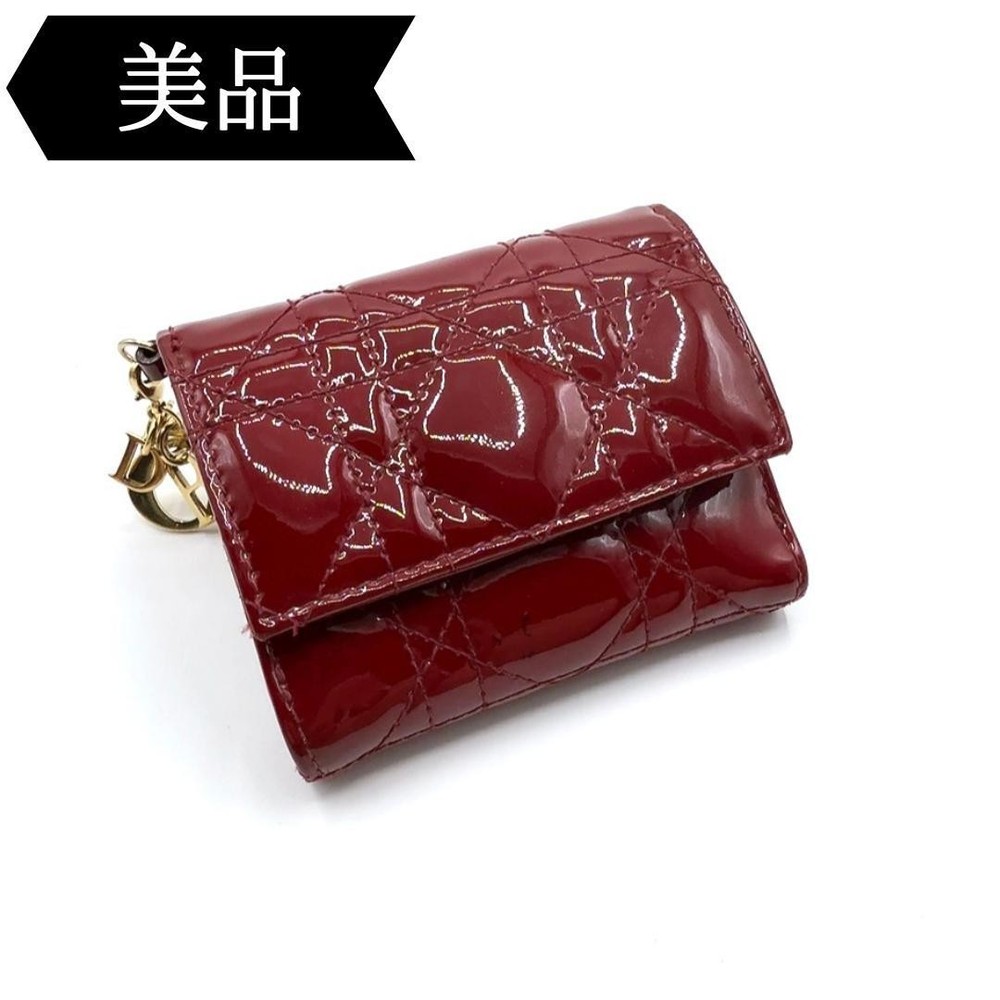 Dior Lady Enamel Tri-Fold Canage Branded Wallet