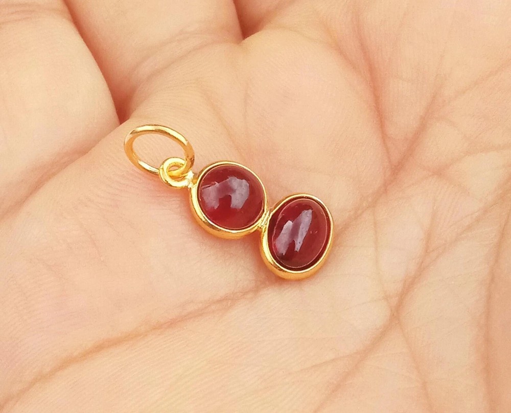 20 Ct Natural Red Ruby 2 Stone Pendant Gold Plated Gemstone Jewelry With Chain