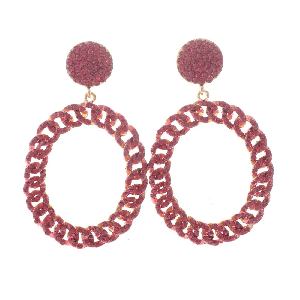 Gold Tone Alloy Metal Large Crystal Rhinestone Drop Post Earrings ER2566-FUS