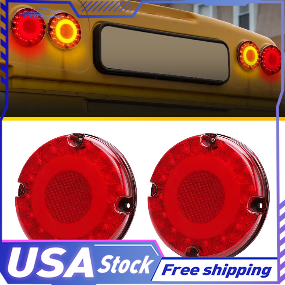 7-inch Round LED Truck Tail Lights – 2pcs Red Brake Turn Signal Lights for Trailers and Buses