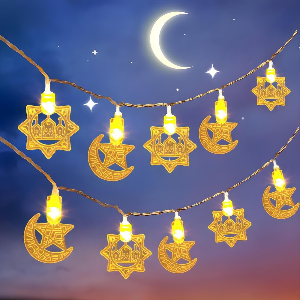 ANJAYLIA 10 FT 20 LED Ramadan Lights Decorations, Warm White Battery Operated Ra