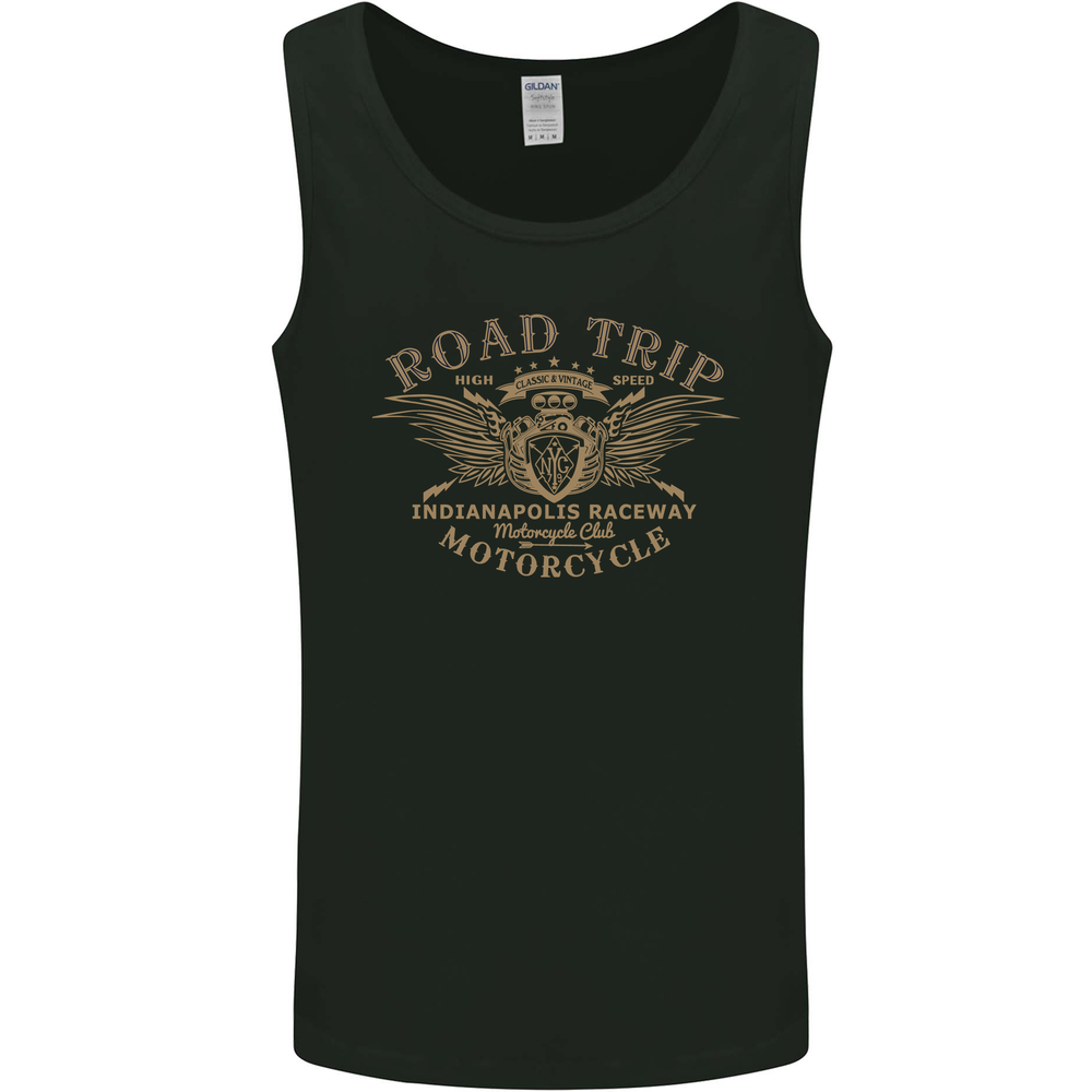 Road Trip Motorcycle Biker Motorbike Mens Vest Tank Top