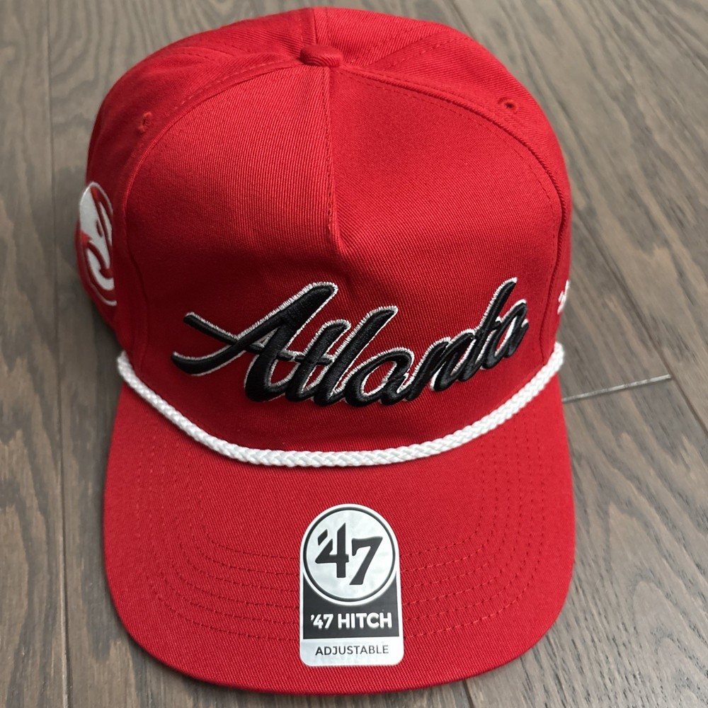 '47 Brand Atlanta Hawks Hitch Rope Patch Snapback Hat Cap Adjustable Red NBA