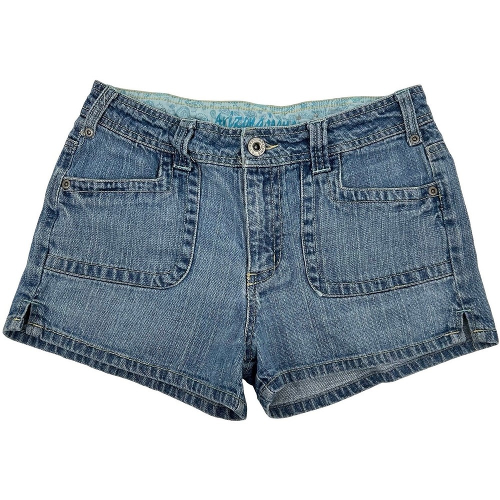 Vintage y2k Women's Low Rise Pinstripe Arizona Jeans Blue Denim Jean Shorts Sz 4