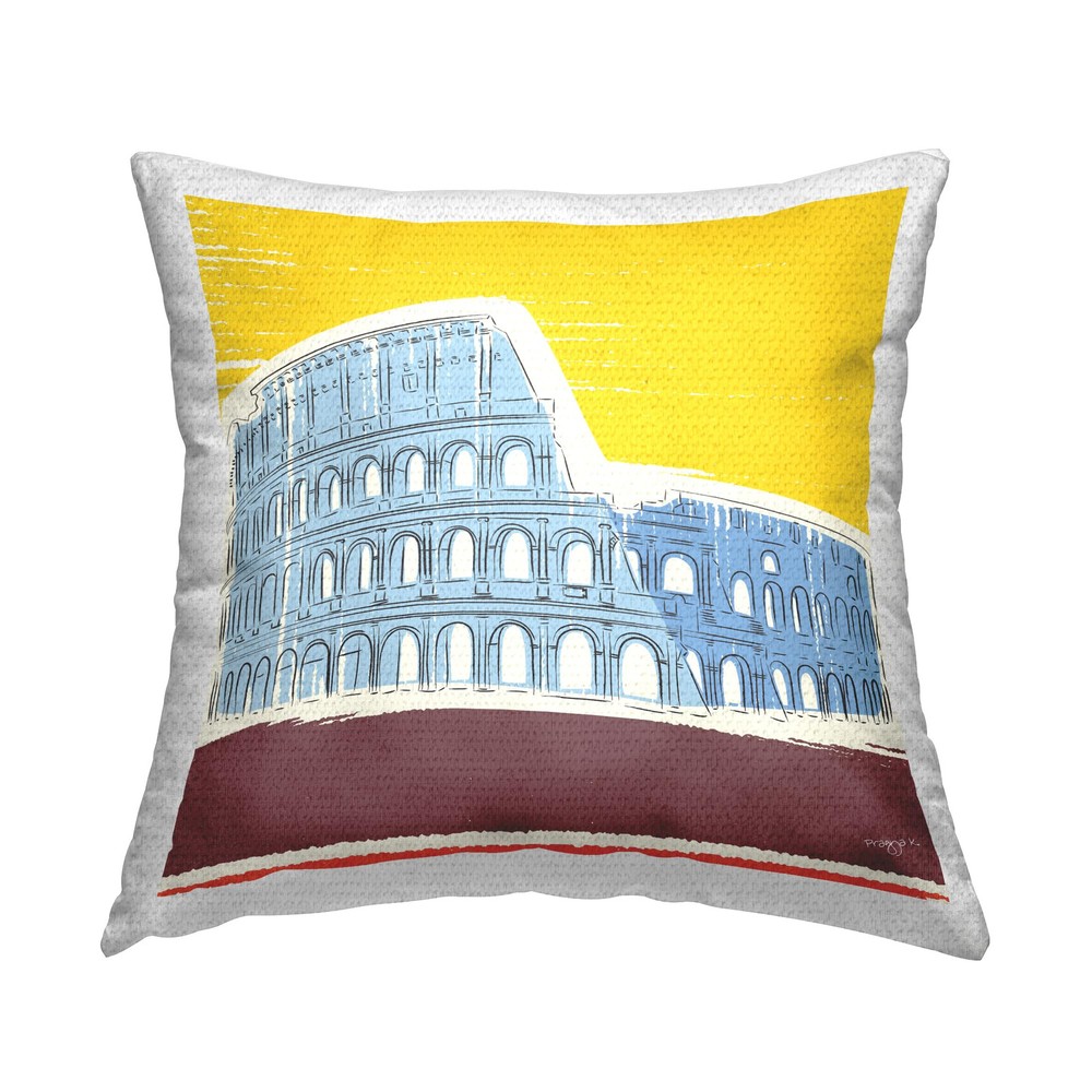 Yellow Colosseum Landmark Outdoor 18x18 Printed Pillow