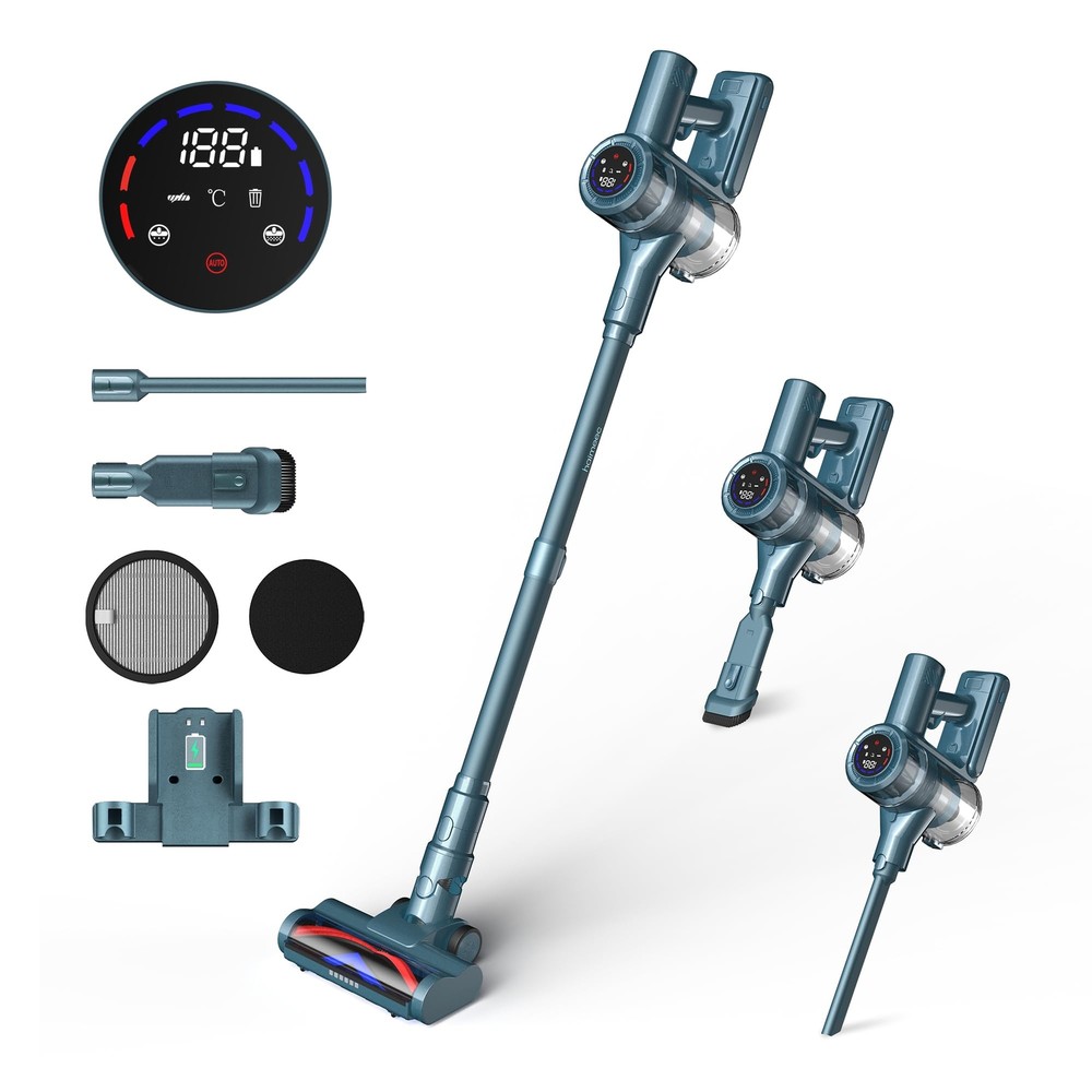 Cordless Vacuum Cleaner, 400W Powerful Stick Vacuum with Auto Suction Mode, T...