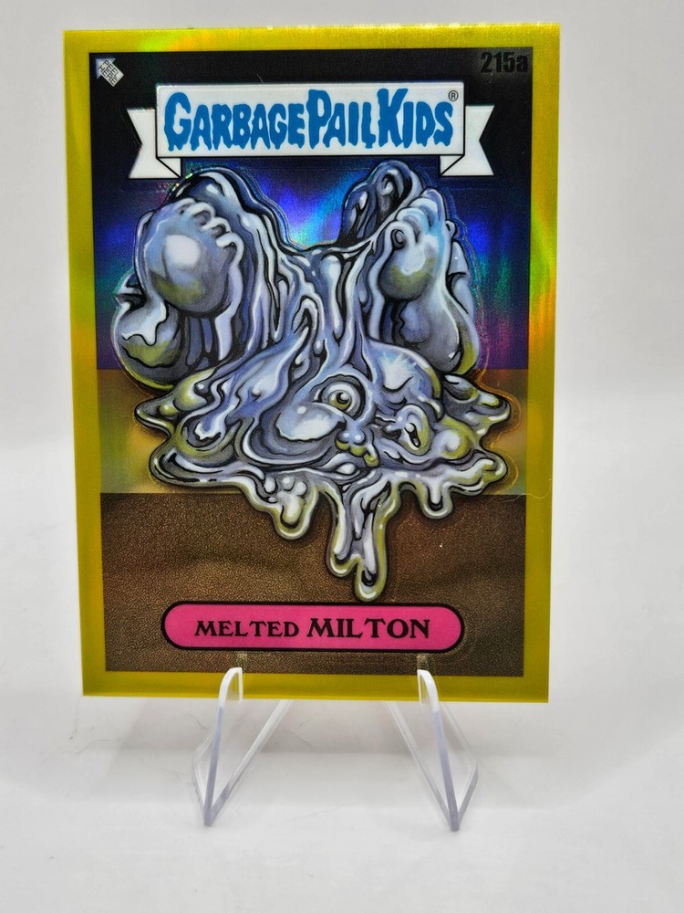 2022 Topps Garbage Pail Kids Chrome 5 Yellow Refractor Melted Milton 215a #/275