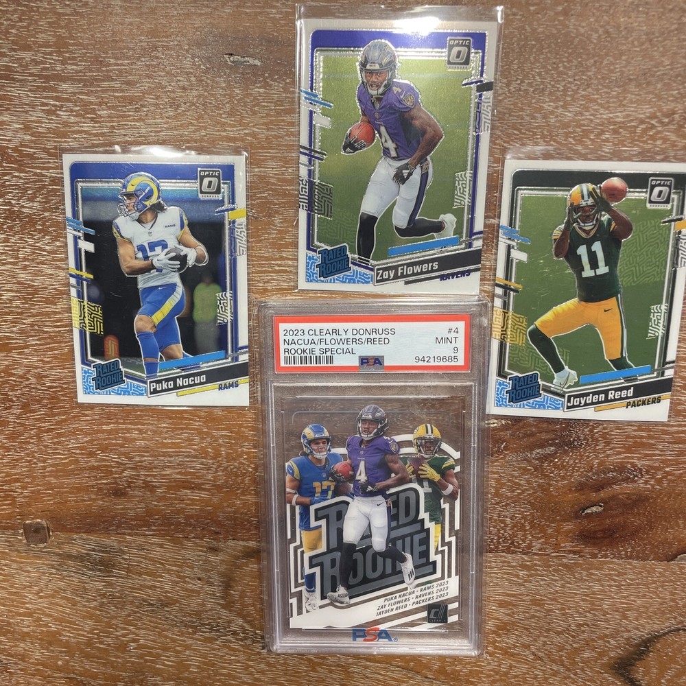 2023 CLEARLY DONRUSS NACUA/FLOWERS/REED ROOKIE SPECIAL PSA 9 SSP/CASE HIT +Optic