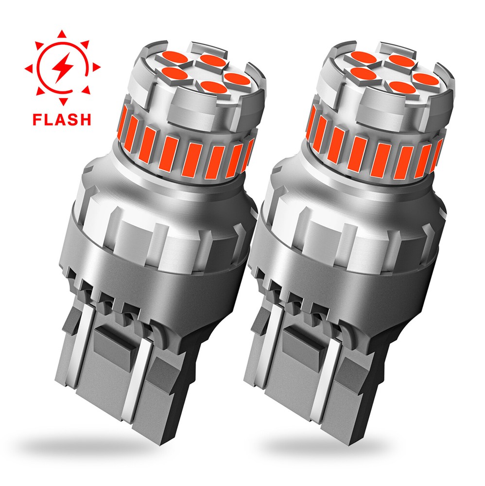 2x 7440 7443 Red Flash Strobe LED Rear Turn Brake Stop Signal Tail Light Canbus