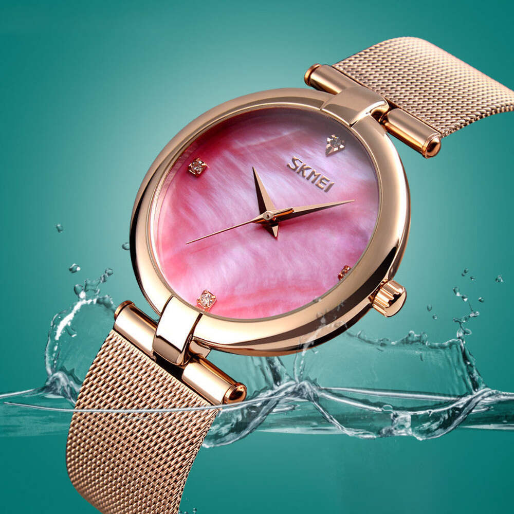Elegant Waterproof Quartz Watch for Women with Mesh Strap and Round Dial