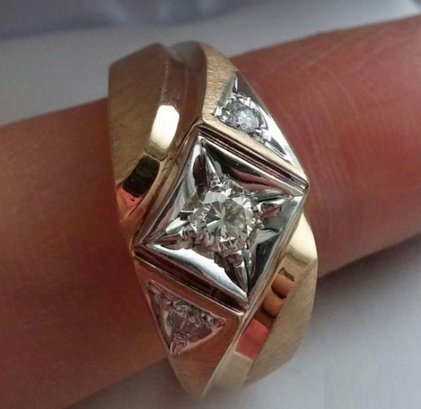 3Ct Round Cut Certified Moissanite Engagement Band Ring 14k Yellow Gold Plated