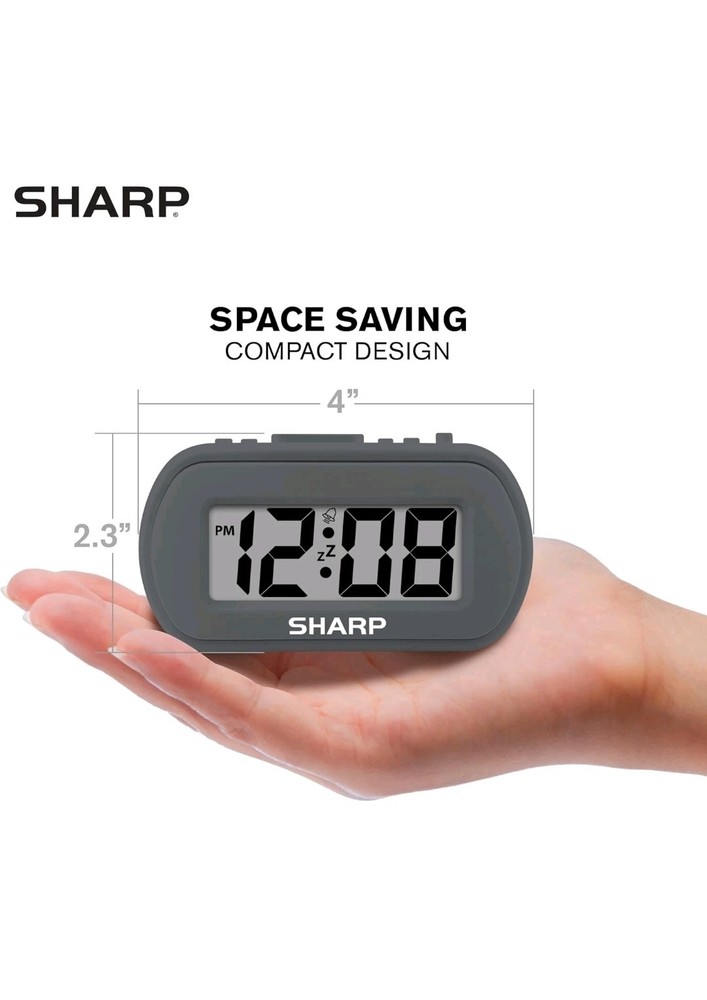 Mini Digital Alarm Clock By SHARP In Gray CIB